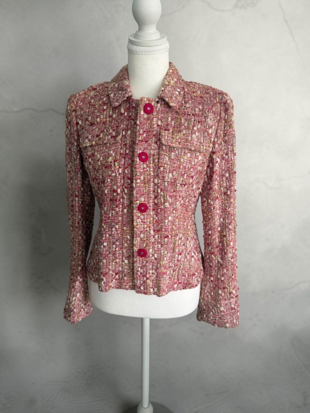 LAFAYETTE148 Pink Boucle Button Jacket Blazer Size 0
